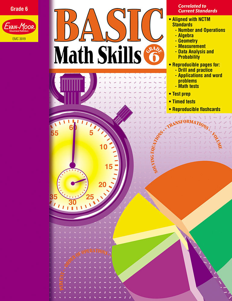 Evan-Moor Basic Math Skills, Grade 6 - Teacher Reproducibles, E-book