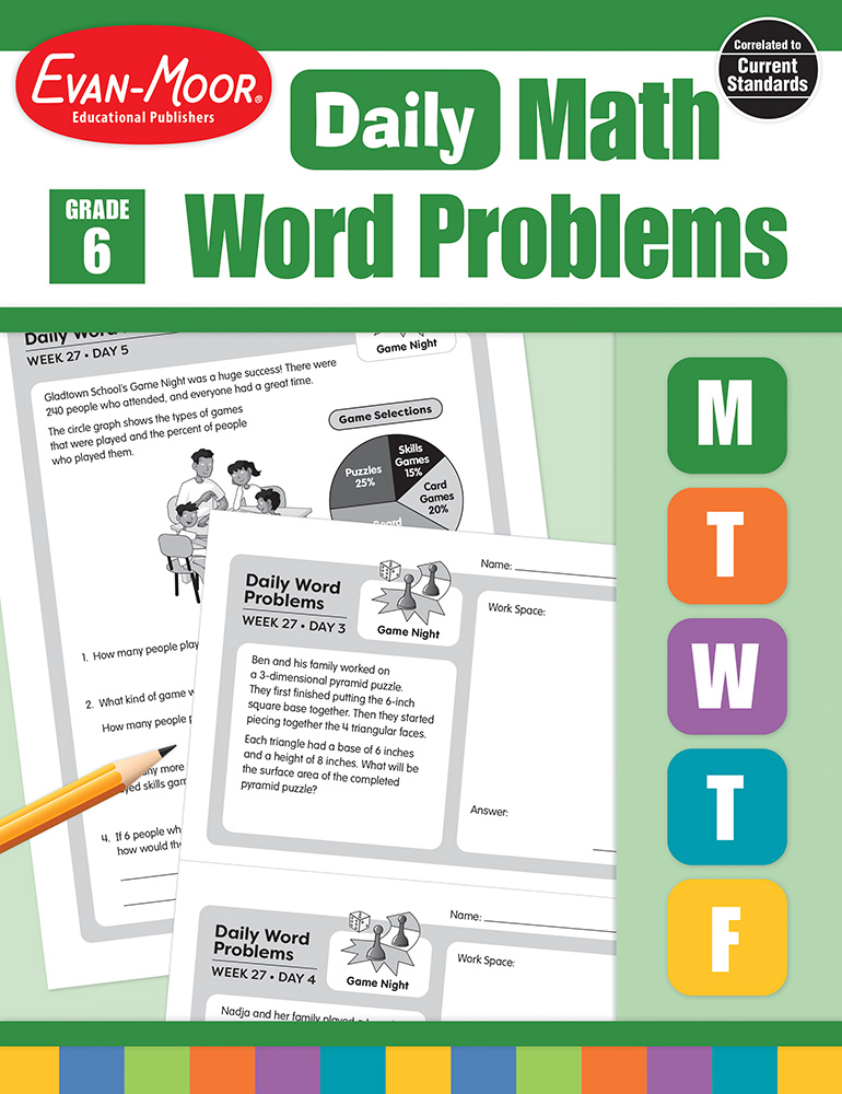 Evan-Moor Daily Word Problems, Grade 6 - Teacher's Edition, Print