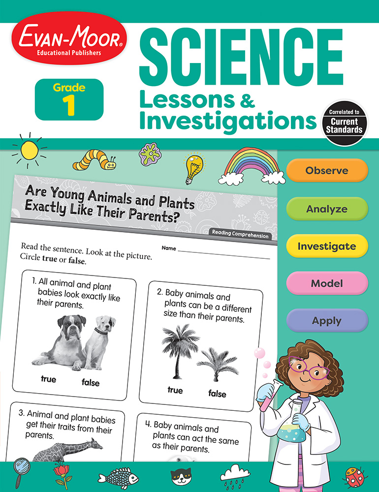 Evan-Moor Math Science Lessons And Investigations, Grade 1, Ebook