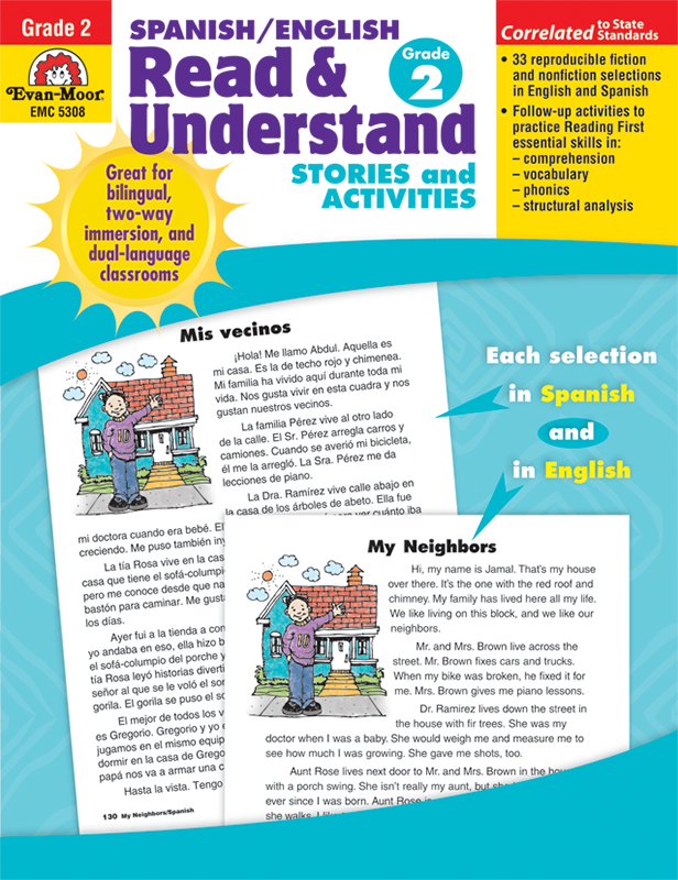 Evan-Moor Spanish/English Read And Understand, Grade 2 - Teacher Reproducibles, E-book