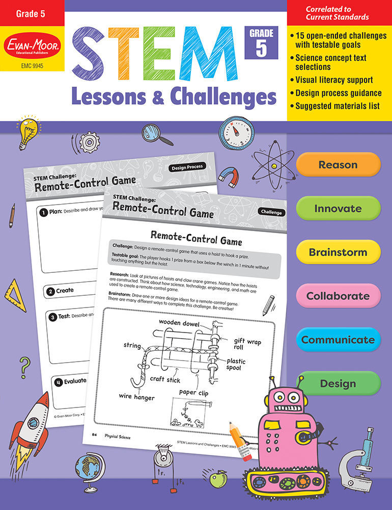 Evan-Moor STEM Lessons And Challenges, Grade 5 - Teacher Reproducibles, Print