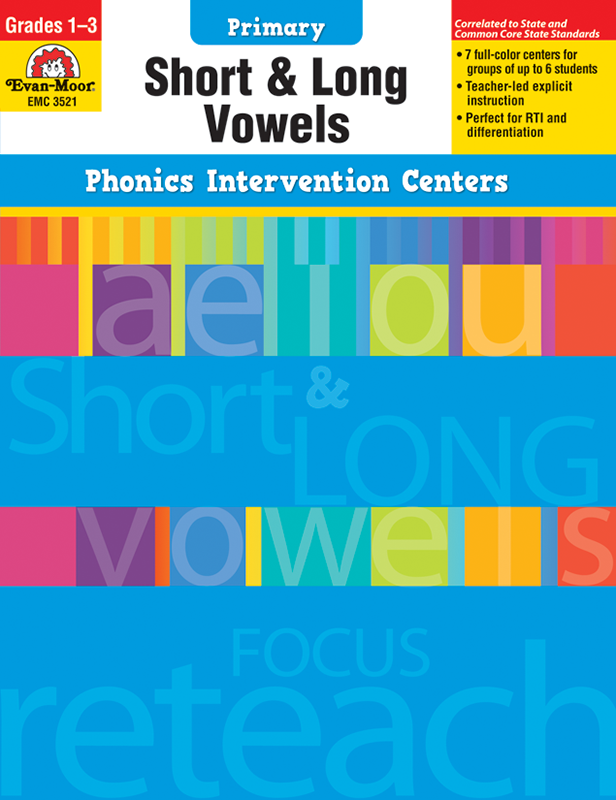 Phonics Intervention Centers: Short and Long Vowels, Grades 1-3 - Teacher Reproducibles, E-book