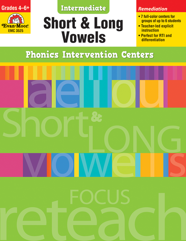 Phonics Intervention Centers: Short and Long Vowels, Grades 4-6+ - Teacher Reproducibles, E-book