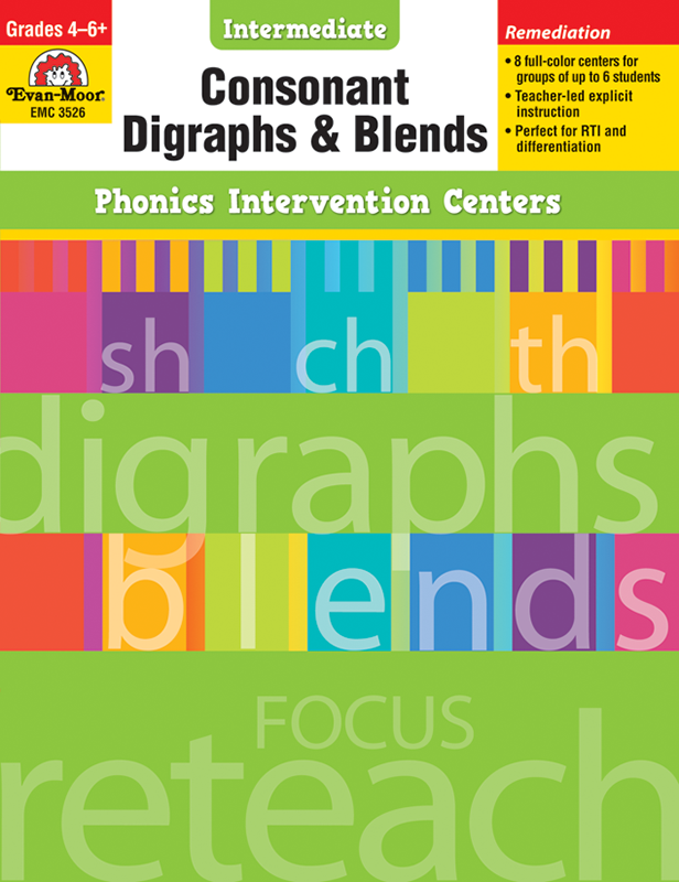 Phonics Intervention Centers: Consonant Digraphs and Blend, Grades 4-6+ - Teacher Reproducibles, E-book