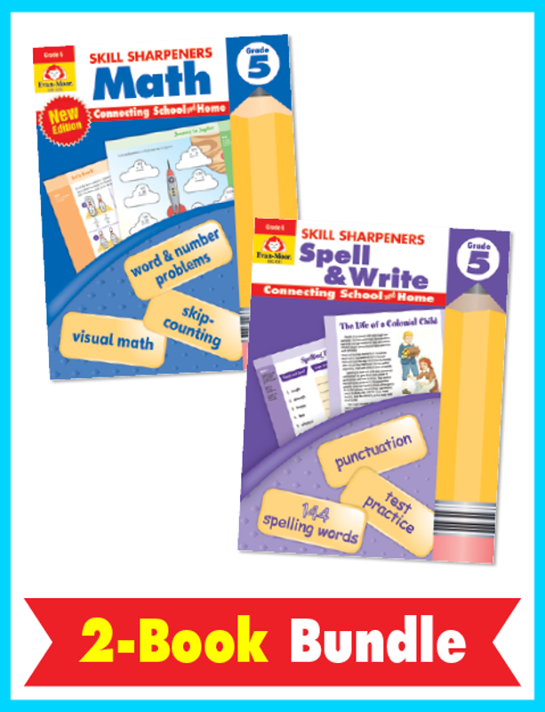 Skill Sharpeners Math and Spelling Bundle, Grade 5