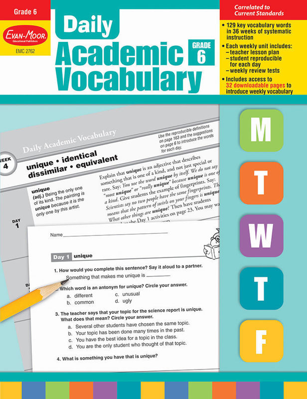 Daily Academic Vocabulary, Grade 6 - Teacher's Edition, Print