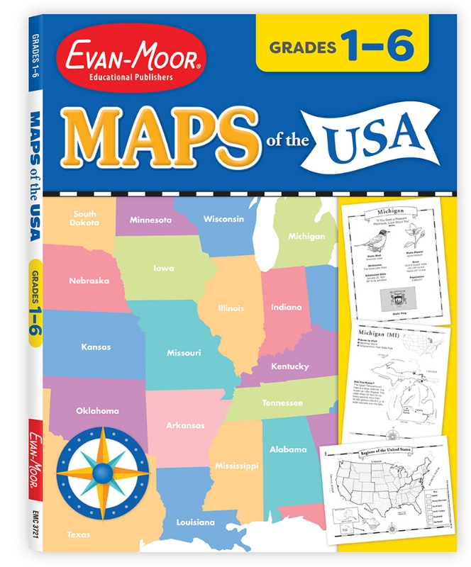 Maps of the USA, Grades 1-6 - Teacher Reproducibles, Print