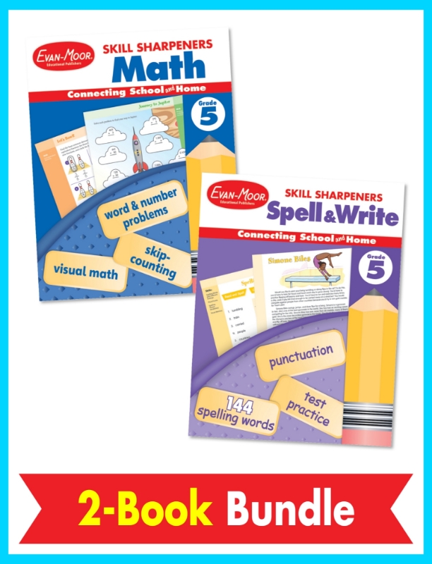 Skill Sharpeners Math and Spelling Bundle, Grade 5