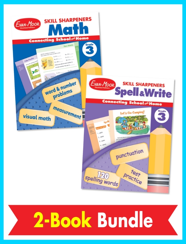 Skill Sharpeners Math and Spelling Bundle, Grade 3