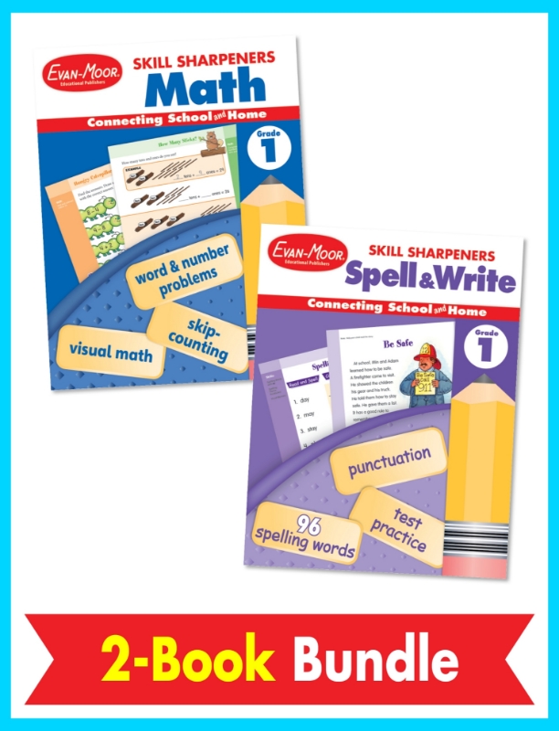 Skill Sharpeners Math and Spelling Bundle, Grade 1