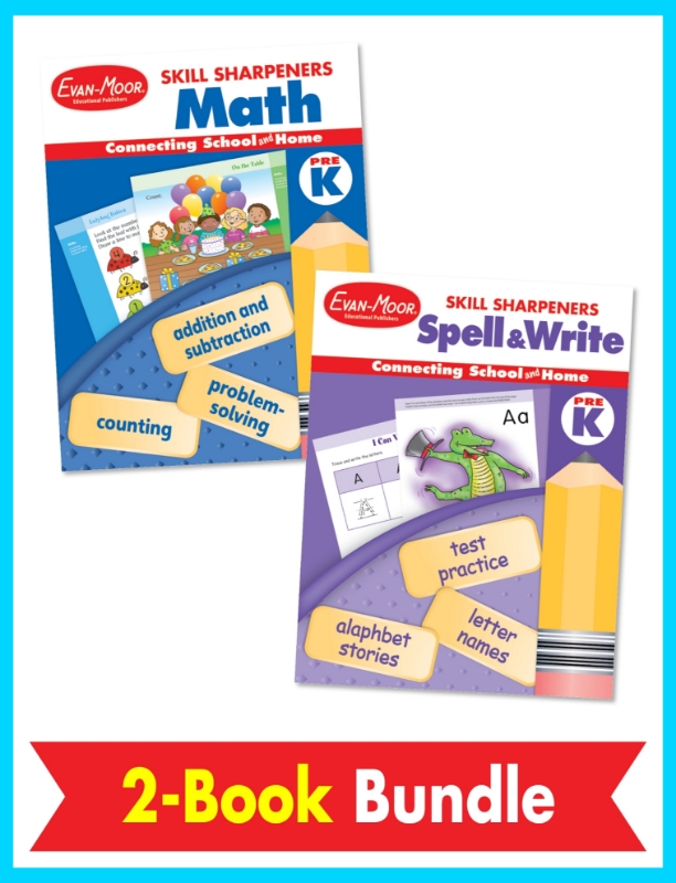 Skill Sharpeners Math and Spelling Bundle, Grade PreK