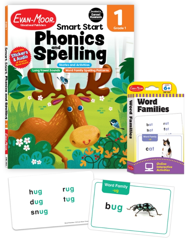 Flashcard Learning Set: Word Families, Phonics and Spelling, Grade 1