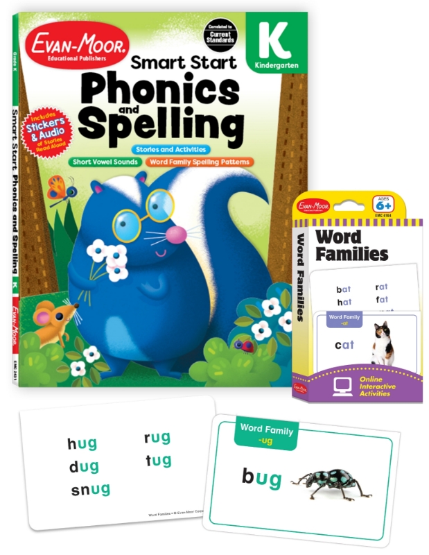 Flashcard Learning Set: Word Families, Phonics and Spelling, Grade K