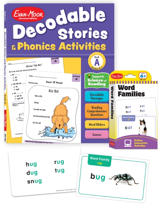 Flashcard Learning Set: Word Families, Decodables Level A, and Phonics, Grades K–1