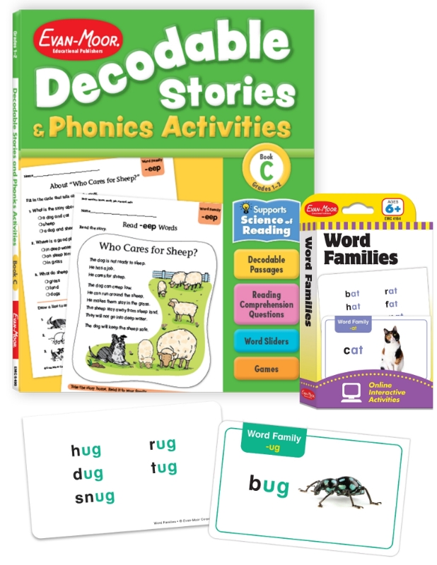 Flashcard Learning Set: Word Families, Decodables Level C, Grades 1–2		